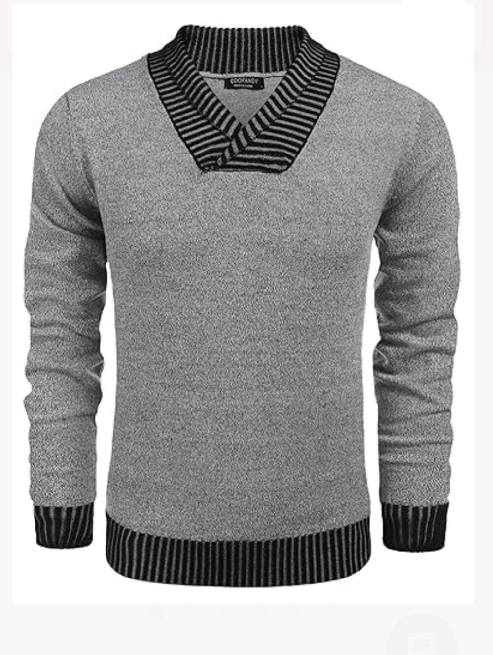 COOFANDY Men Casual Knitted Sweaters Shawl Collar Dress Long Sleeve V-Neck